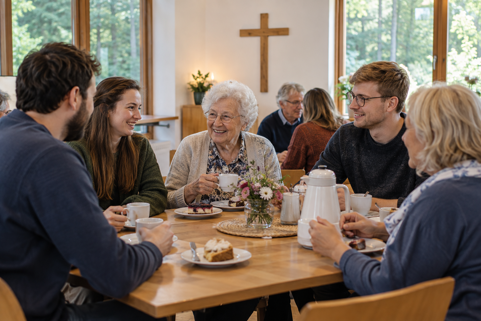 Beispielbild: Jung und Alt begegnen sich bei Kaffee und Kuchen