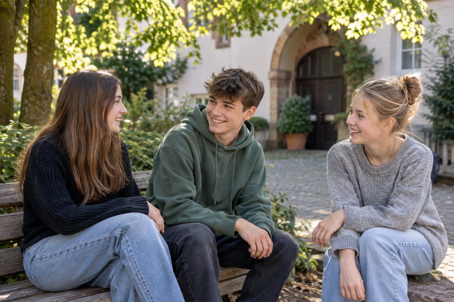 Beispielbild: Jugendliche unterhalten sich im Grünen